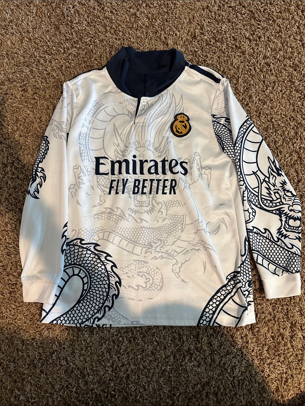 Real Madrid Kids Long Sleeve Training Top - White/Navy